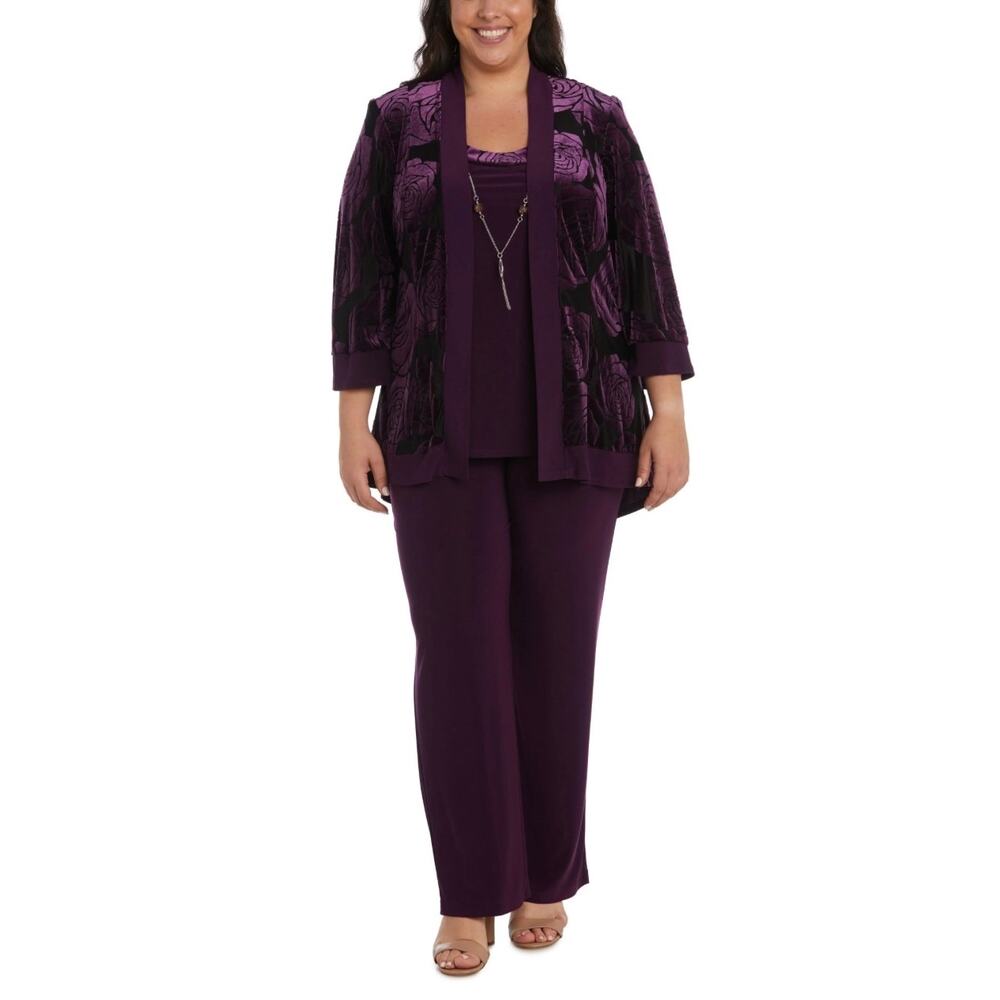 NEW NWT R&M Richards Formal Pant Suit Jacket 3 Pcs Set 9017 Plum Womens Size 18